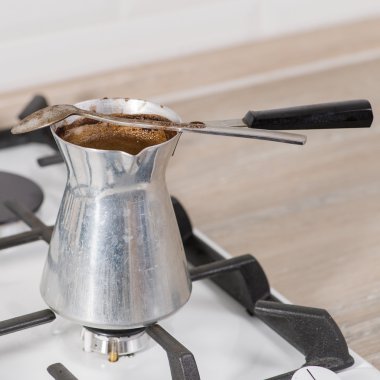 Türk kahve bira yakın çekim. sığ Dof