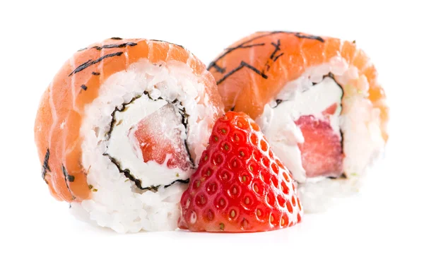 Close-up of traditional fresh japanese seafood sushi rolls on a — Stock Photo, Image