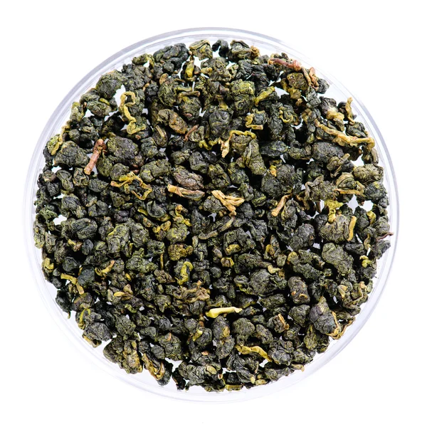 Closeup of Alishan Oolong (Taiwan) Tea isolated on white backgro — Zdjęcie stockowe