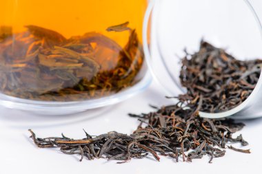 close-up of Altay Russian herbal tea Willow-herb (lat. Chamerion angustifolium), herbal tea brewed in a teapot