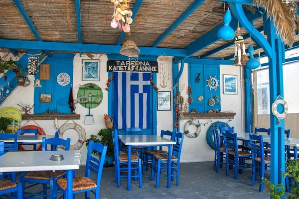 Tipica Taverna Greca Isola Karpathos — Stock Photo, Image