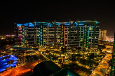 DUBAI, BAE - 31 Aralık 2020: Plaj manzarası ve kompleks Oceana Palm Jumeirah