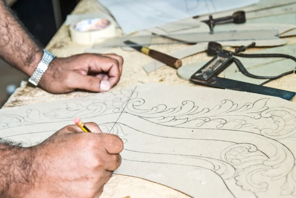 Furniture disigner's hands. — Stock Photo, Image