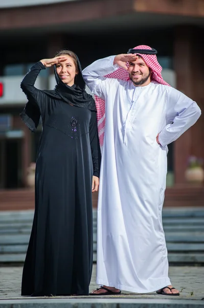 Middle Eastern Arabic couple posing outdoor