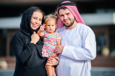 Picture of modern Arabic family. clipart