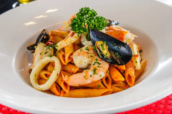 Plate of sea food pasta — Stock Photo, Image