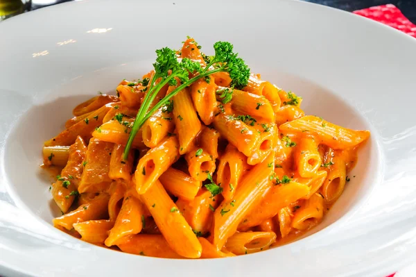 Italian pasta with chili sauce — Stock Photo, Image