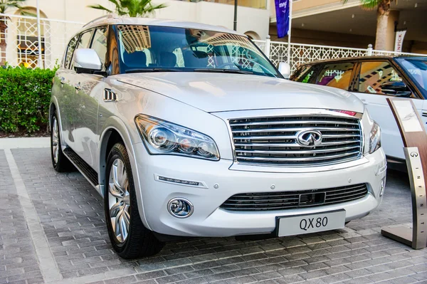 New cars presentation at yearly automotive-show "MECONTI" event. November 26, 2014 in Dubai, United Arab Emirates. — Stock Photo, Image