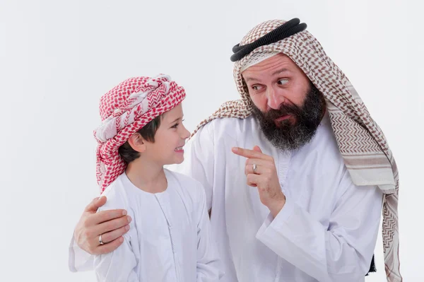 Middle eastern father teaching his son. — Stock Photo, Image