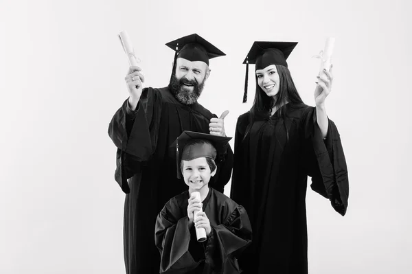 Vellykket med tre college- / alderseksamen . – stockfoto