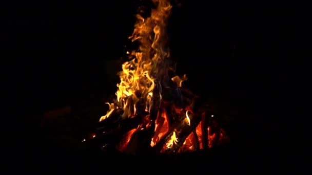 Super slow motion shot of a bonfire in the dark — Stock Video