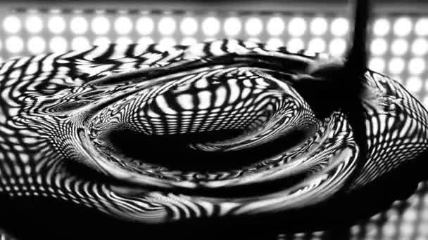 Dense liquid paint macro slow motion video. Black and white — Stock Video