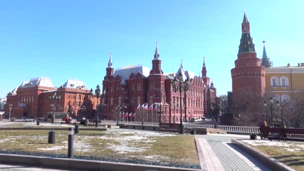 Moscú Kremlin y Manezhnaya cuadrado 4K pan shot — Vídeo de stock