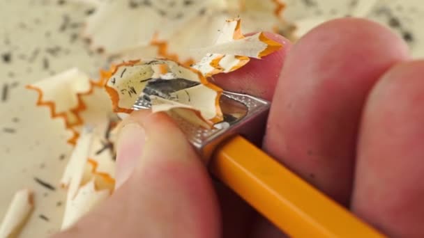 Sharpening a pencil, extreme close up shot — Stock Video