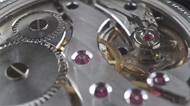 Swiss made pols horloge uurwerk, macro video — Stockvideo