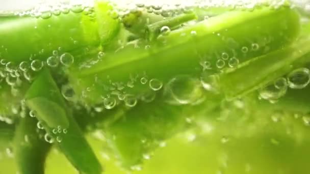 Макрос з кип'ятіння зеленої квасолі — стокове відео