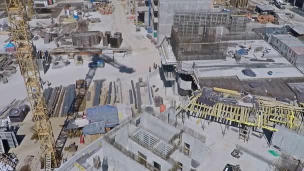 Site de construction urbaine, vue aérienne — Video