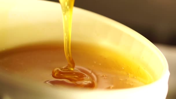 Mixing of golden honey — Stock Video