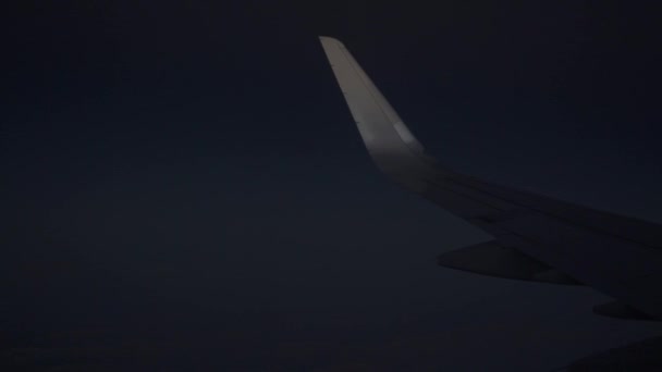 Nattflyging med et stort passasjerfly – stockvideo