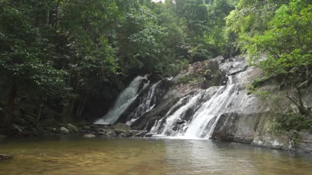 Beautiful waterfall and lake in the jungle — Stock Video