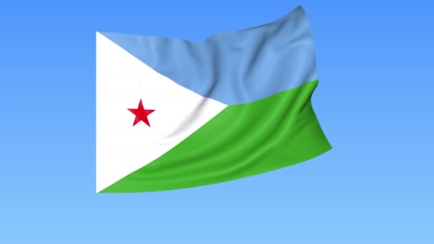 Drapeau de Djibouti, boucle sans couture. Taille exacte, fond bleu. Partie de tous les pays fixés. ProRes 4K avec alpha . — Video