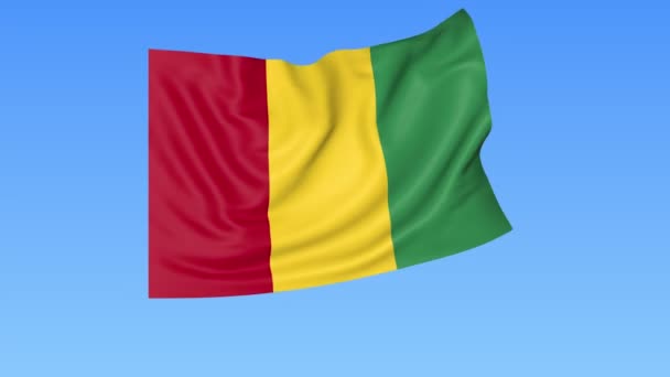 Bandera ondeando de Guinea, lazo sin costuras. Tamaño exacto, fondo azul. Parte de todos los países establecidos. ProRes 4K con alfa . — Vídeos de Stock