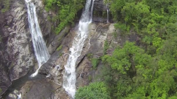 Aerial slow motion video of a beautiful waterfall in Thailand — Stock Video