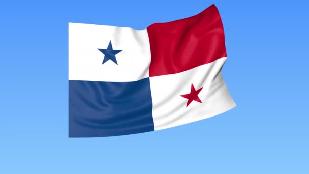 Bandiera sventolante di Panama, anello senza cuciture. Dimensioni esatte, sfondo blu. Parte di tutti i paesi impostati. ProRes 4K con alfa . — Video Stock