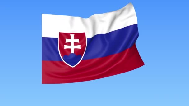 Waving flag of Slovakia, seamless loop. Exact size, blue background. Part of all countries set. 4K ProRes with alpha — Stock Video