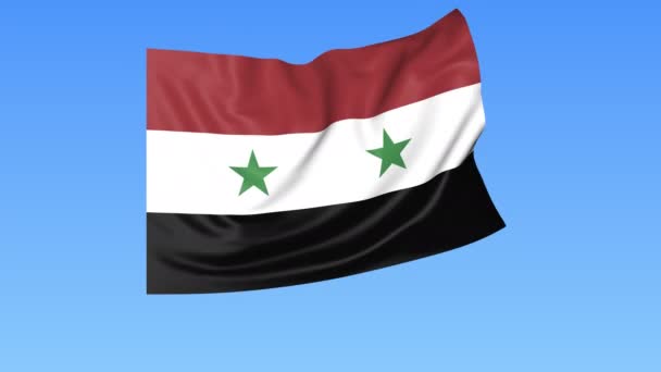 Drapeau de la Syrie, boucle sans couture. Taille exacte, fond bleu. Partie de tous les pays fixés. ProRes 4K avec alpha — Video