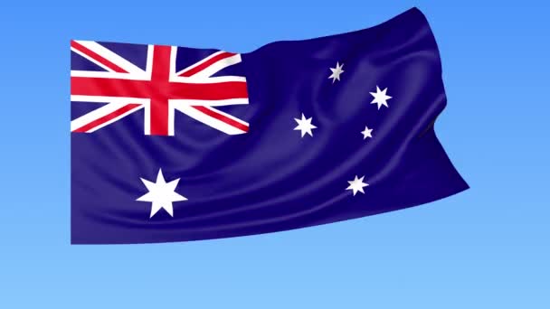 Σημαία της Αυστραλίας, χωρίς ραφές. Ακριβές μέγεθος, μπλε φόντο. Μέρος όλων των χωρών που έχουν τεθεί. 4K ProRes με άλφα — Αρχείο Βίντεο