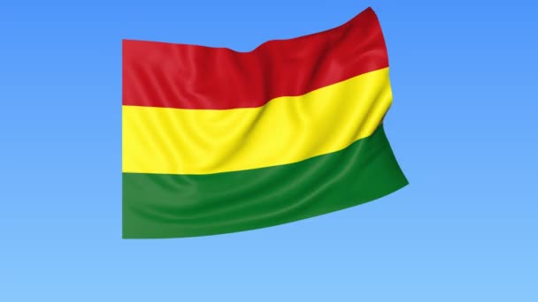 Bandiera sventolante della Bolivia, anello senza cuciture. Dimensioni esatte, sfondo blu. Parte di tutti i paesi impostati. ProRes 4K con alfa — Video Stock