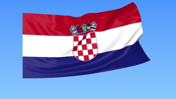 Waving flag of Croatia, seamless loop. Exact size, blue background. Part of all countries set. 4K ProRes with alpha — Stock Video