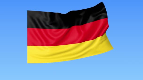 Viftande flagga av Tyskland, sömlös loop. Exakt storlek, blå bakgrund. En del av alla länder som fastställts. 4K-ProRes med alfa — Stockvideo