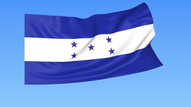 Bandeira ondulada de Honduras, laço sem costura. Tamanho exacto, fundo azul. Parte de todos os países definidos. ProRes 4K com alfa — Vídeo de Stock