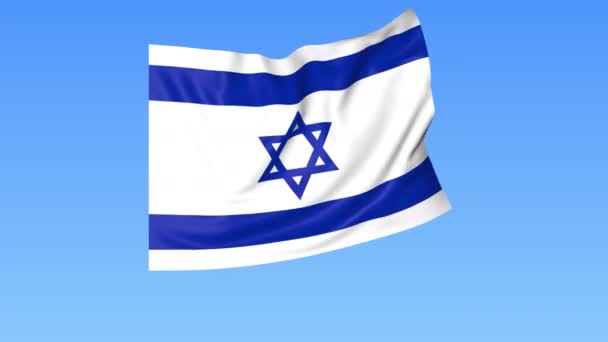 Bandeira acenando de Israel, laço sem costura. Tamanho exacto, fundo azul. Parte de todos os países definidos. ProRes 4K com alfa — Vídeo de Stock