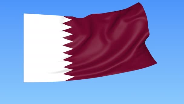 Κουνώντας τη σημαία του Κατάρ, αδιάλειπτη βρόχο. Ακριβές μέγεθος, μπλε φόντο. Ορίστε το μέρος όλων των χωρών. 4k Prores με άλφα — Αρχείο Βίντεο