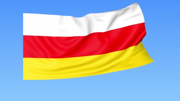 Waving flag of South Ossetia, seamless loop. Exact size, blue background. Part of all countries set. 4K ProRes, alpha — Stock Video