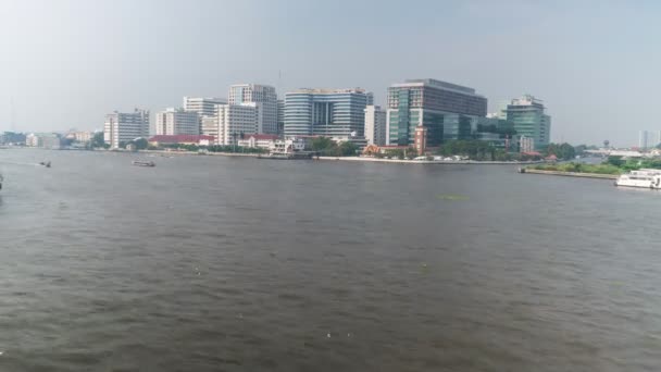 Estabelecendo tiro de Bangkok com barcos. Timelapse vídeo — Vídeo de Stock