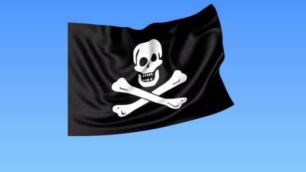 Agitar pirata Jolly Roger bandera 4K clip, lazo sin costuras. ProRes con canal alfa — Vídeos de Stock