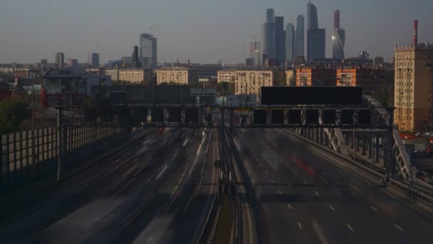 城市道路交通长时间曝光时间流逝 — 图库视频影像