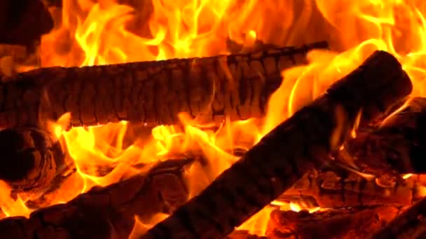 High speed camera close up video of burning firewood — Stock Video