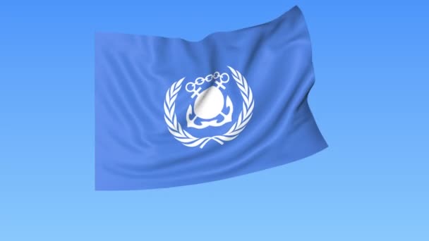 Международная морская организация ООН ИМО размахивает флагом. Беззвучная петля, 4K ProRes с альфа-каналом — стоковое видео
