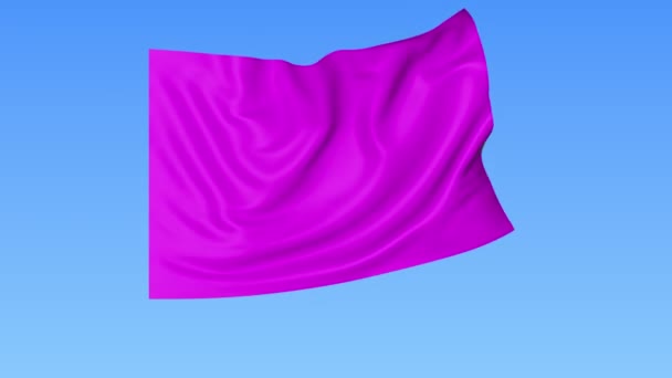 Блестящий пурпурный флаг, бесшовная петля. Синий фон. Часть съемок. 4K ProRes с альфой — стоковое видео