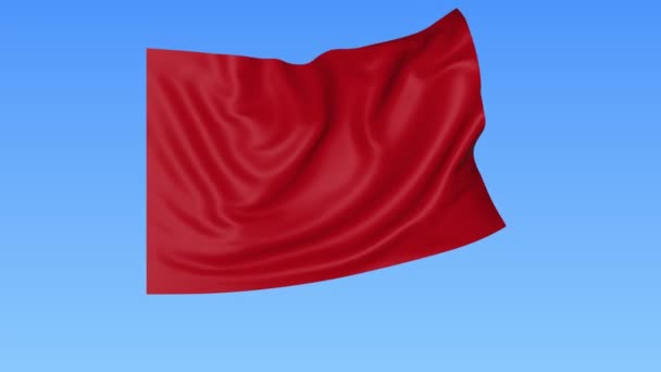 Ondeando la bandera roja brillante, lazo sin costuras. Fondo azul. Parte del set. ProRes 4K con alfa — Vídeos de Stock