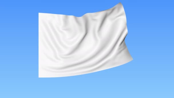 Блестящий белый флаг, бесшовная петля. Синий фон. Часть съемок. 4K ProRes с альфой — стоковое видео