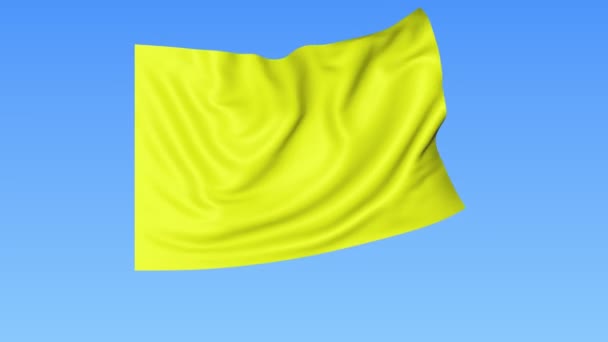 Waving glossy yellow flag, seamless loop. Blue background. Part of set. 4K ProRes with alpha — Stock Video