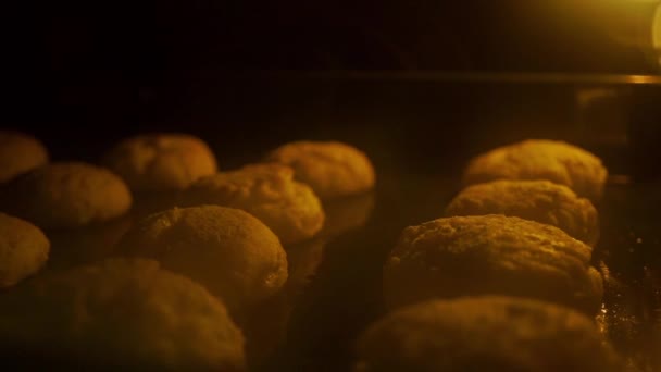 Cuisson de petits pains dans un four peu profonde focus vidéo — Video