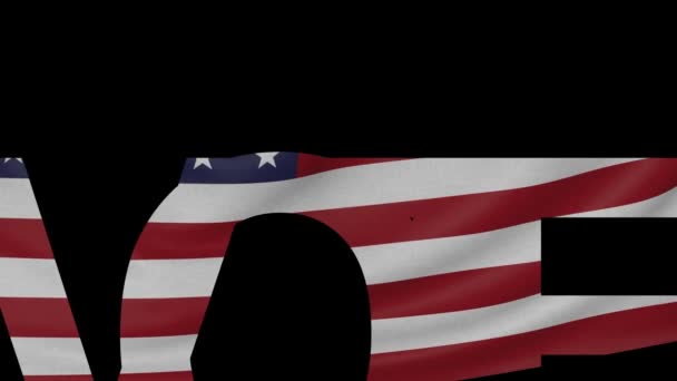 Vote caption and waving American flag 4K intro animation — Stock Video