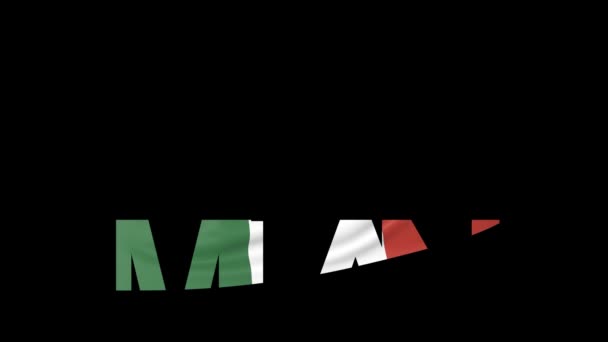 Milan resim yazısı ve İtalyanca sallayarak 4 k Intro animasyon bayrak — Stok video